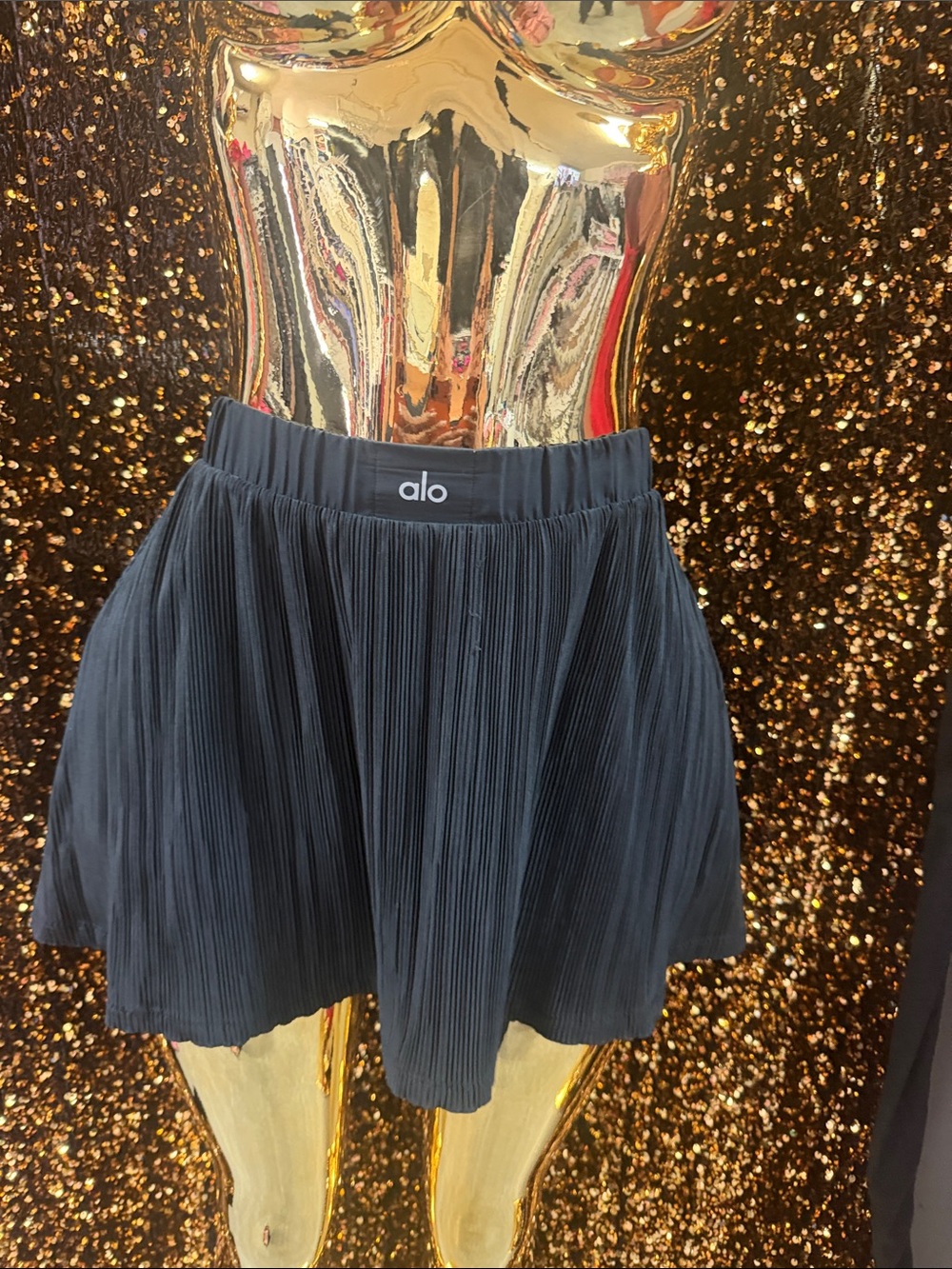 ALO Yoga Black Pleated Circle Skirt
